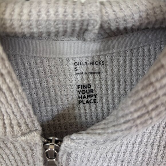 Hollister Grey Waffle Cropped Zip Up Hoodie Size Small - Picture 3 of 3